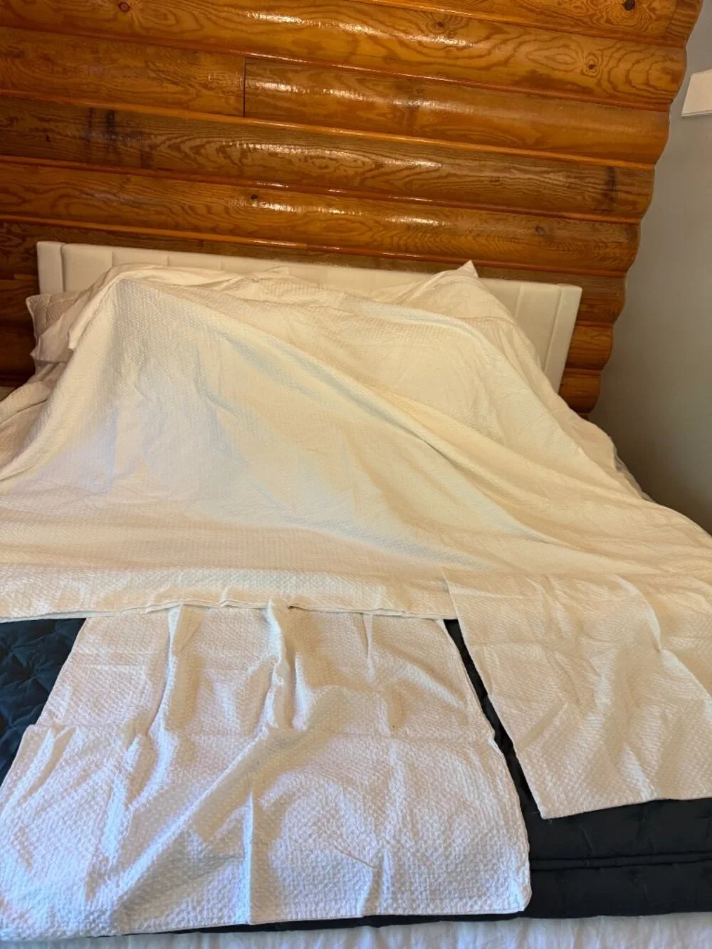QUINCE Organic Luxe Honeycomb Duvet Cover Set QUEEN in WHITE NWOT